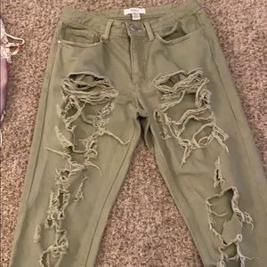 Green jeans pants